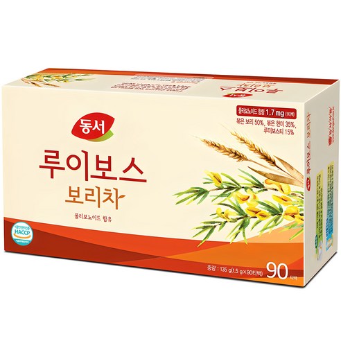 동서 루이보스 보리차 티백, 1.5g, 90개입, 1개 일회용티백