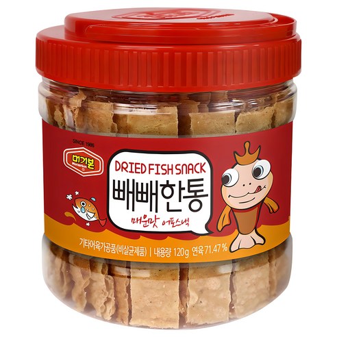 머거본 빼빼한통 매운맛 어포스낵, 120g, 3개