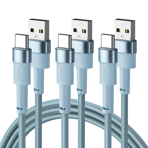 Toocki 마카롱 C타입 3A 고속충전 케이블, 1m, 불루, 3개 c타입케이블