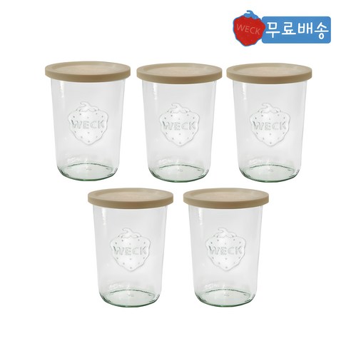 [WECK] 850ml (No743) 유리병+PE뚜껑 5개, PE베이지 5개