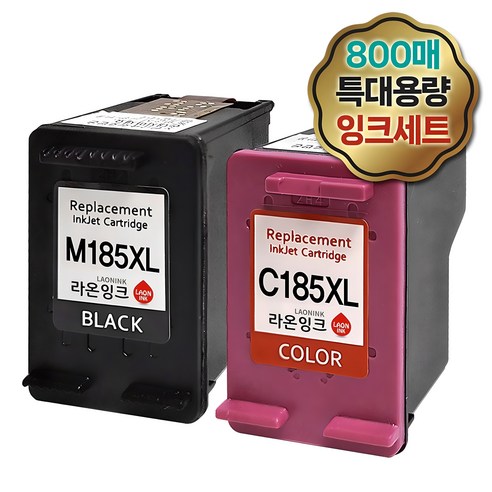 삼성 (특대용량 잉크세트) INK-M185 INK-C185 검정 컬러 SL-J1680 J1683 J1685 J1780W J1780DW J1785W M185XL C185XL 라온잉크, 1세트