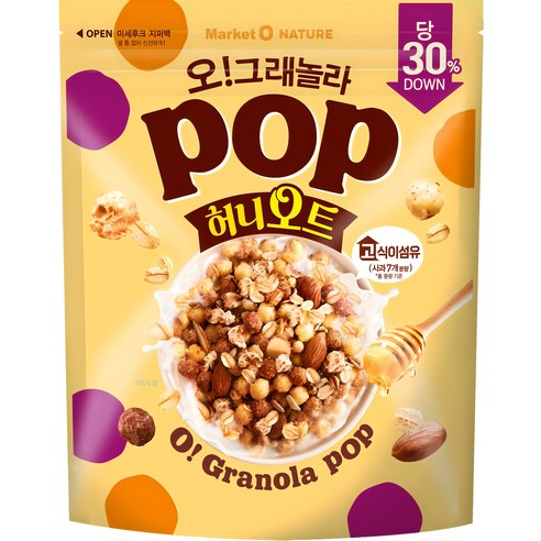 마켓오네이처 오!그래놀라팝 허니오트, 1kg, 1개