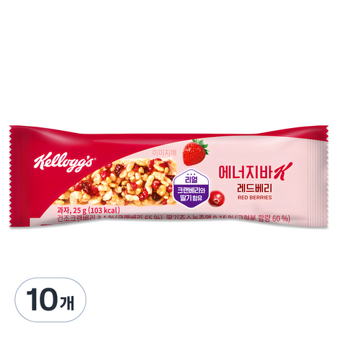 켈로그 레드베리 시리얼 에너지바, 25g, 12개