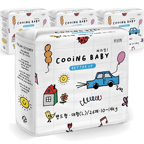 2023 하기스 네이처메이드썸머 밴드형 기저귀 남여공용, 3단계, 140매 기저귀 15 쿠잉 유아용 베러업 밴드 기저귀, 대형(L), 104매
