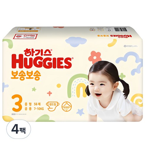 하기스 2022 보송보송 기저귀 밴드형 남여공용, 3단계, 224매