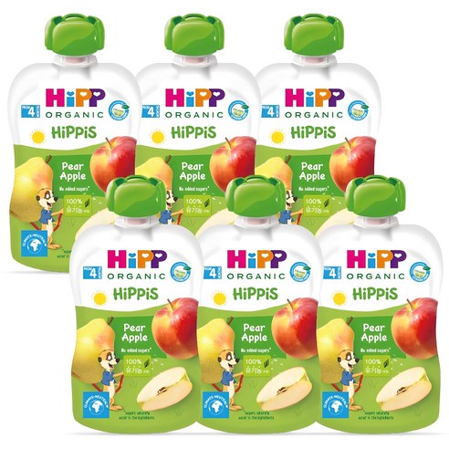 힙 유기농 과일 이유식 100g, 6개, 사과 + 배 + 바나나 혼합맛 루이후이