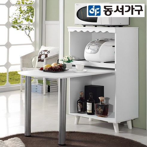 동서가구 케이화이트 다용도 렌지대 수납 멀티 식탁 DF634888, 화이트