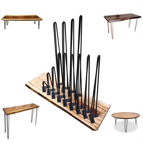 테이블 책상 다리 식탁 가구 철제 우드슬랩 좌탁 철재 바테이블 헤어핀 3칼라, 블랙3줄, 305 지름10, 1개 바테이블다리