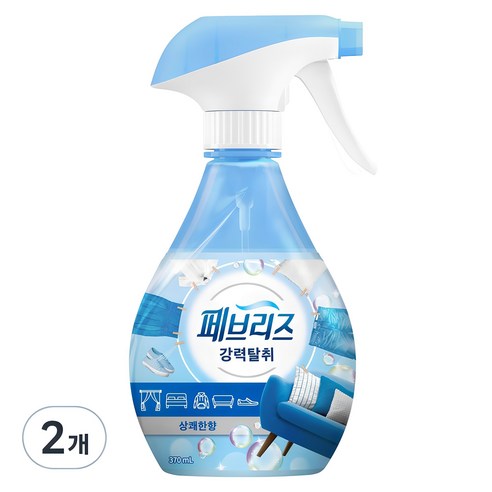 페브리즈 강력탈취 섬유탈취제 상쾌한향 본품, 370ml, 2개