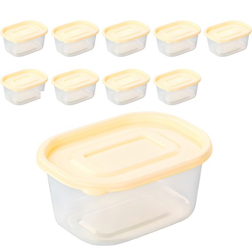쿡앤락 사각 밀폐용기 아이보리, 10개, 500ml