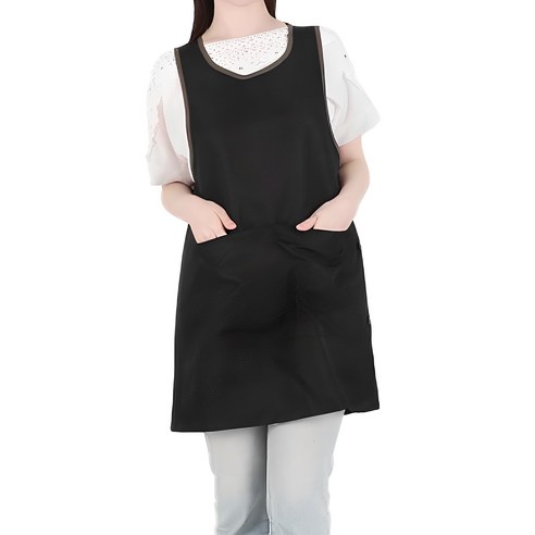 당신의 일상을 더욱 아름답게: 클린유니폼 한쪽 트임 원피스형 앞치마 블랙 원피스형앞치마