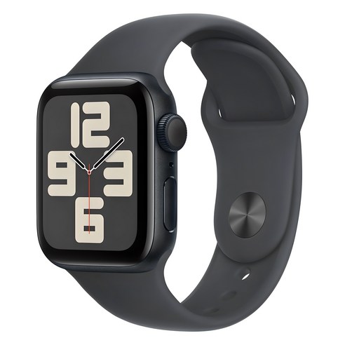 Apple 정품 2024 애플워치 SE 2세대 알루미늄 케이스, 40mm, GPS, 미드나이트 / 미드나이트 스포츠 밴드, M/L 
스마트워치/밴드