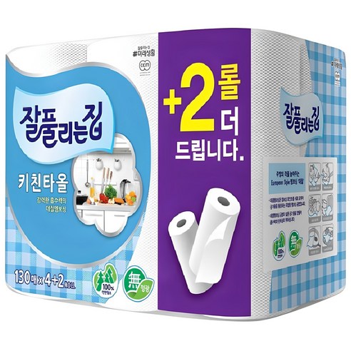 잘풀리는집 천연펄프 키친타올 130매, 6개