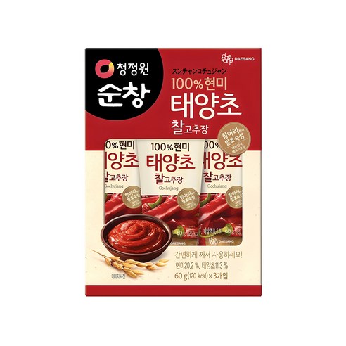 청정원순창 100% 현미 태양초 찰고추장, 60g, 3개