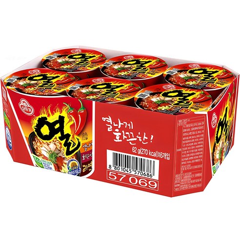 오뚜기 열라면 62g, 6개