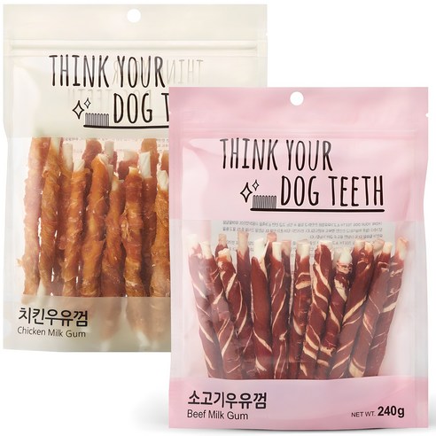 띵크유어도그티 강아지 스틱 치킨 24p + 소고기 20p 간식, 치킨, 소고기, 240g, 1세트