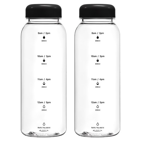 하루수분 트라이탄 물병, 블랙, 1L, 2개