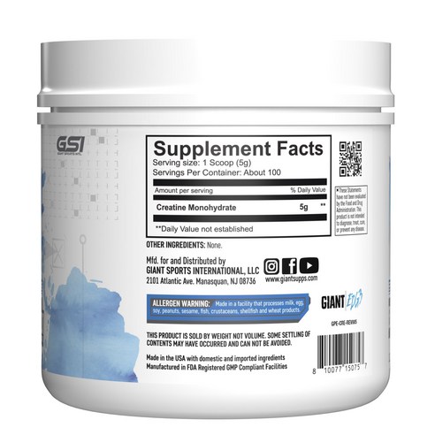 810077150757 ATP Creatine Giant International LLC Sports Unflavored health food healthy