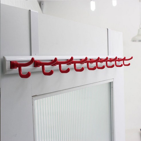 레인보우 2단 문걸이용 옷걸이 대형, 레드, 1개