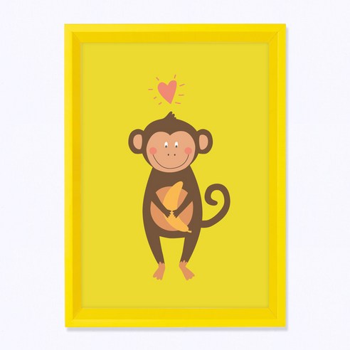 [핫트랙스] 브릴리언샵 주폴라(Zoopola) 토토 옐로우/ 아이방 북유럽 그림 인테리어 액자, 옐로우(원숭이)