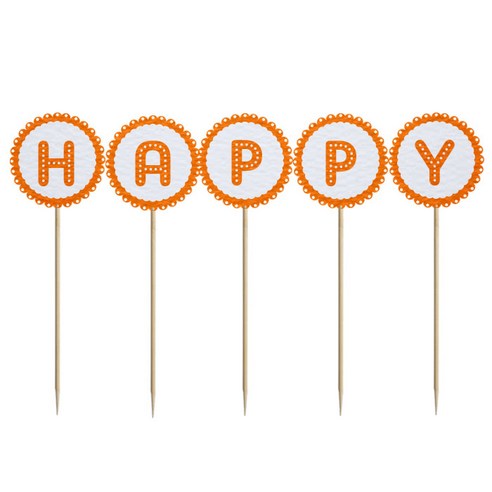 와니데코 미니파티픽 HAPPY, 화이트+오렌지, 1개