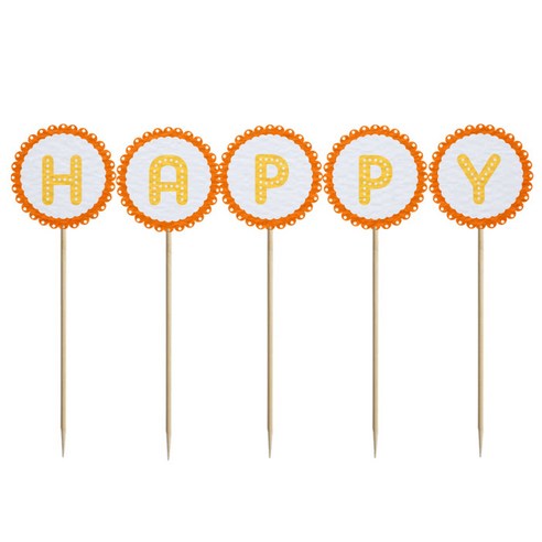 와니데코 미니파티픽 HAPPY, 화이트+오렌지+옐로우, 1개
