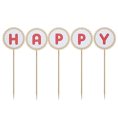와니데코 미니파티픽 HAPPY, 화이트+베이지+레드, 1개