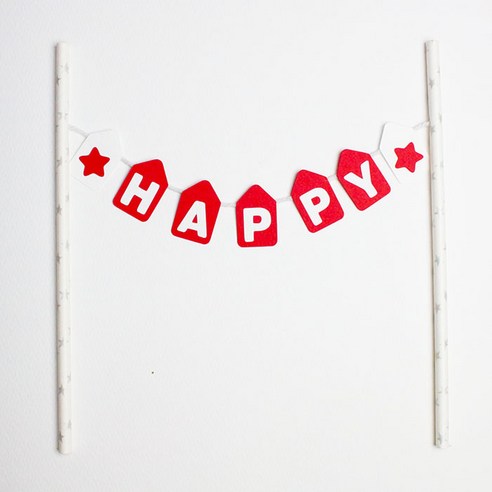 와니데코 번팅 Happy 데코용품, 레드, 1개