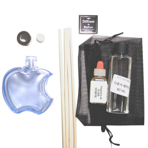 디퓨저KIT-애플6mm우드 블루-꽃향, 110ml, 피치블라썸