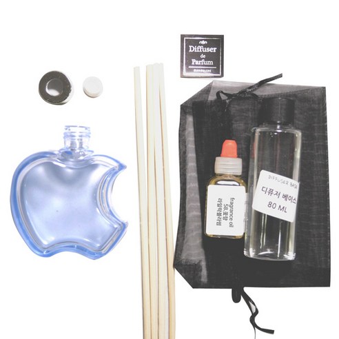 디퓨저KIT-애플6mm우드 블루-꽃향, 110ml, 라일락블라썸