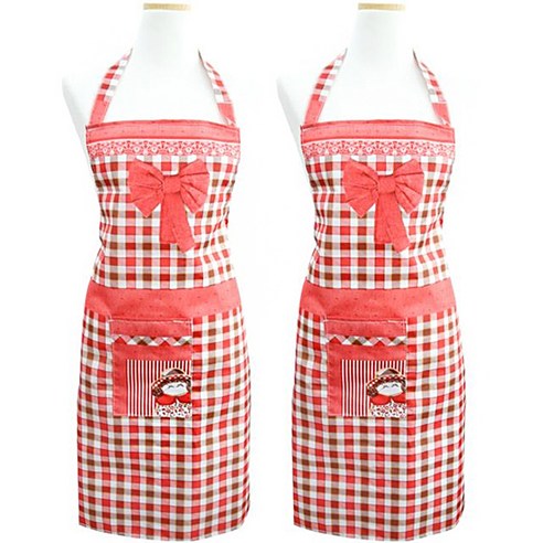 해피툴 체크소녀앞치마, 레드, 2개