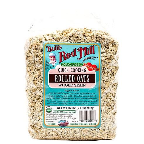 Bob''s Red Mill 오가닉 퀵 쿠킹 롤드 오트 홀 그레인, 907g, 1개