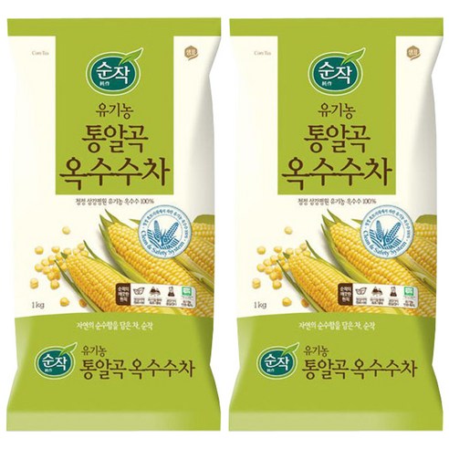 샘표 순작 유기농 통알곡 옥수수차, 1kg, 2개