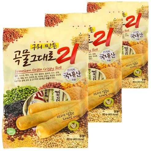 곡물그대로21 크리스피롤, 80g, 3개
