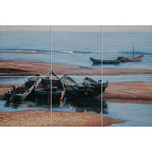 Landscape250 조용한 뭍에 정박된 배들 각 6장, 혼합 색상
