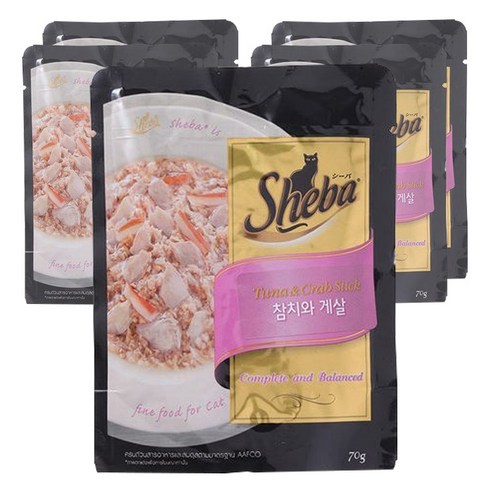 쉬바 고양이 주식 파우치 참치, 생선, 70g, 5팩