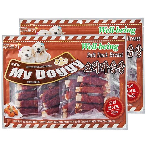 펫더맨 마이도기 강아지 간식 300g, 오리 + 연어포, 2개