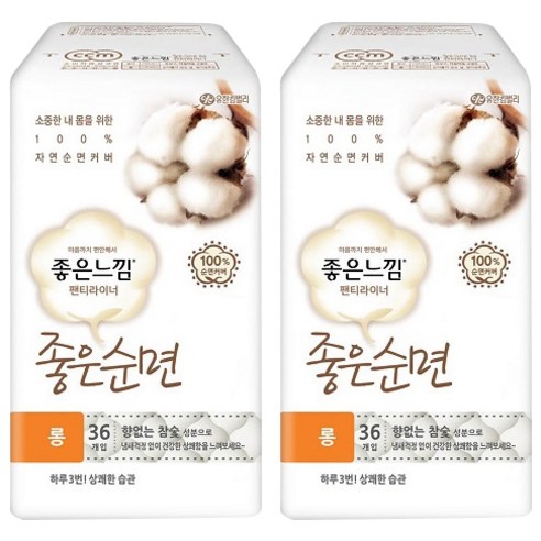 좋은느낌 좋은순면 롱 팬티라이너, 36개입, 2개