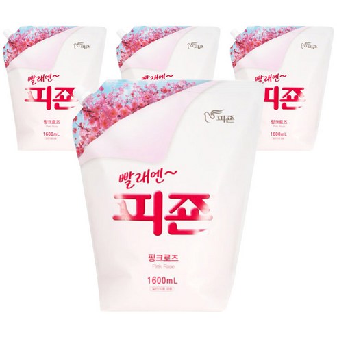 피죤 프리미엄 섬유유연제 핑크로즈 리필, 1.6L, 4개
