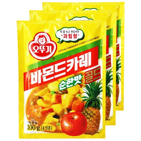 오뚜기 바몬드 카레 과립형 골드 순한맛, 100g, 3개