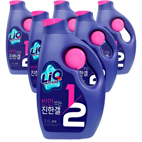 리큐 반만쓰는 진한겔 액상세제 일반용 용기, 2.4L, 6개입