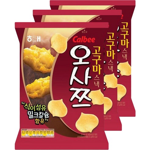 해태제과 오사쯔 고구마 스낵, 52g, 3개