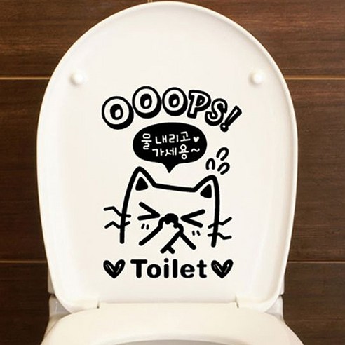제제데코 OOOPS 고양이 욕실 스티커, 블랙, 1개