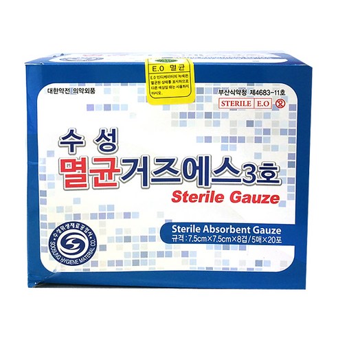 수성 멸균거즈에스 3호, 1개입, 1박스