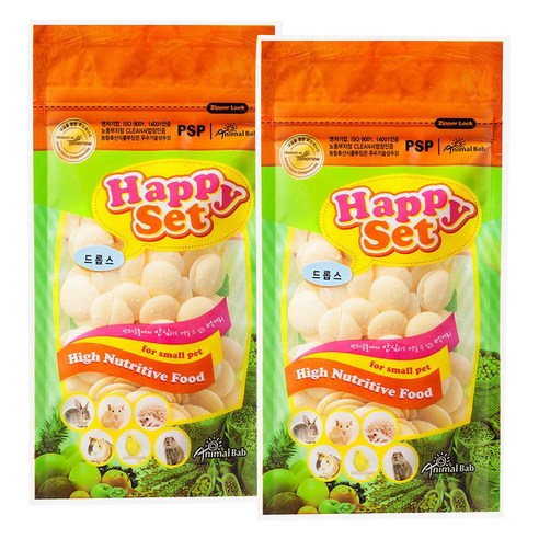 애니멀밥 소동물용 해피셋트 바닐라 드롭스 간식, 80g, 2개
