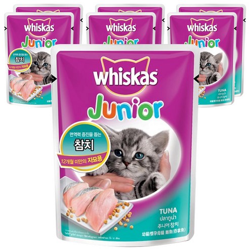 위스카스 고양이 습식사료 파우치 주니어 참치, 85g, 7개