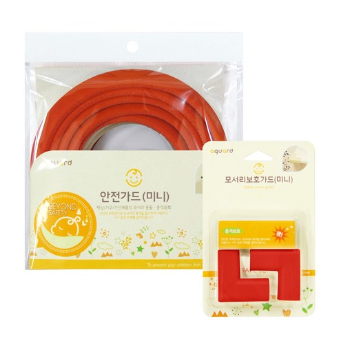 [아가드] 모서리보호대 일반형 2m 1p + 이음새없는 코너보호대 일반형 2p, 레드, 1세트