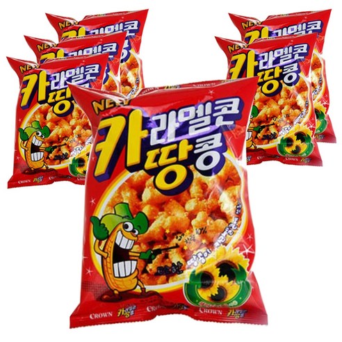 크라운 카라멜콘 땅콩 스낵, 82g, 6개