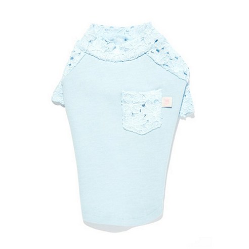 패리스힐튼 Lace Pocket T shirts 강아지 티셔츠, Blue, 1개
