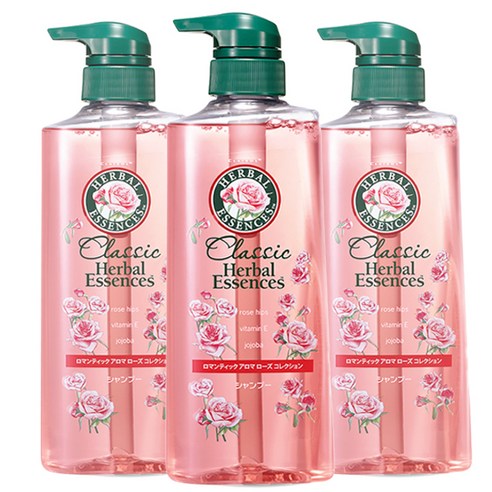 허벌에센스 무실리콘 샴푸 핑크로즈, 490ml, 3개